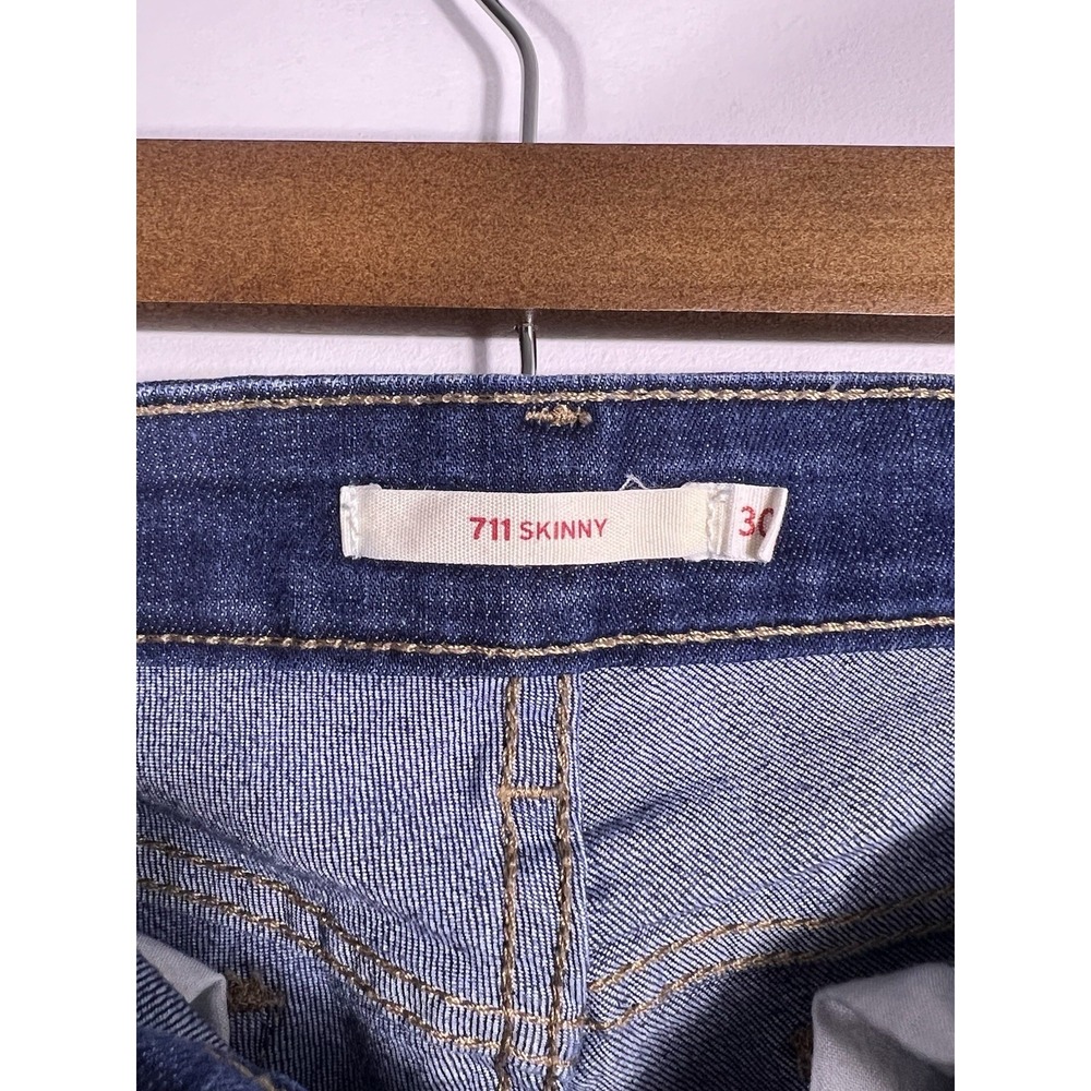 Levis‎ 711 Jeans Womens Sz 30 Dark Blue Faded Skinny Preppy Stretch Denim-30x31 - Picture 15 of 15